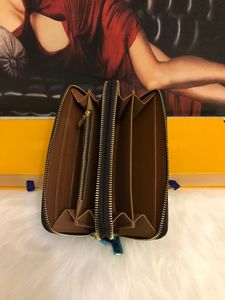 Mulheres bolsa de zíper duplo carteira masculina portadores de carteira de couro para fábrica marrom Manogramas Monogramas Bolsas de luxo Carteiras de corpo transversal zíper bolsa de moeda