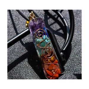 Pendanthalsband Chakra Meditation Stenhalsband kedja Rec Natural Energy Generator Prayer Spiritual Idea Original Crystal Stones DHNN82