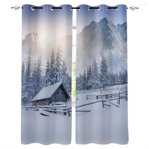 Curtain Winter Snow Mountain Scenery House Modern Curtains For Living Room Bedroom Kitchen Window Treatment Drapes Home El Decoration