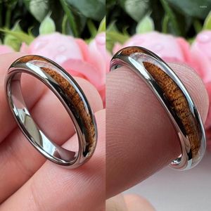 Eheringe Einzigartige Juwel 4mm Frauen Wolfram Natur Holz Inaly Ring Drop Großhandel Silber Mode Engagement Band
