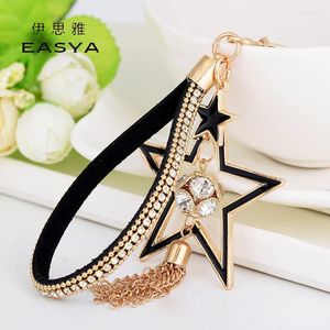 Keychains Fashion Rhinestone Crystal Star Key Chain Tassel Pendant Ring utsökta biltillbehör kvinnors väska charm present Keychains Fier22