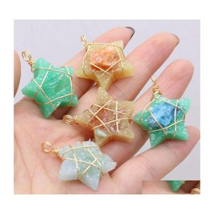 Pendant Necklaces Natural Agate Stone Resin Cute Star Gold Thread Crafts Jewelry Making Diy Necklace Earring Accessories Gift Drop D Dhlsl