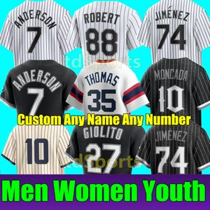 2023 S-4xl Custom Eloy Jimenez Tim Anderson Jersey Lance Pollock Lynn Luis Robert Yoan Moncada Jose Abreu Chicagos Andrew Vaughn Yasmani White Sox Grandal