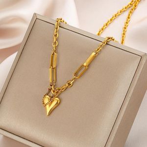 Pendant Necklaces Romantic Heart Necklace For Women High Quality Stainless Steel 18 K Metal Texture Choker Anniversary