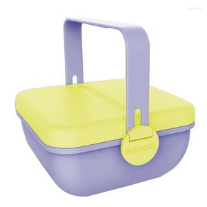 Dinnerware Sets Plastic Lightweight Lunch Box For School Kids Office Worker Microwave Heating Container Storage Partition Salad Bowl