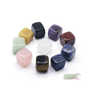 Artes e ofícios Pedra natural Quadrados de chakra Rosa Quartzo Ametista Ágata Tigres Pó para os olhos Cristal Branco Ioga Meditação Energia Ornam Dhfbj