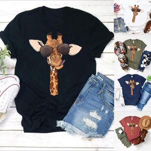 Women's T Shirts Shirt For Juniors Women's Summer Giraffe Printed Short-sleeved T-shirt Casual Blouse Women Lightweight Long Sleeve