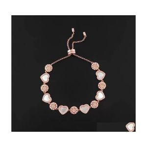 Urok bransolety bransoletki projektant biżuterii różowy frytylary miłość damska światło luksus romantyczne różowe złoto słoneczne serce dar Dhjfe