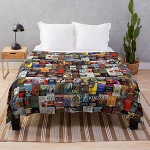 Filtar Stephen King Books Collage Throw Filt virkning stor stickad Plaid Furry