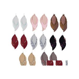 Dangle Chandelier Fashion Jewelry Sequins Mti Layer Pu Leather Earrings Faux Drop Delivery Dha5K