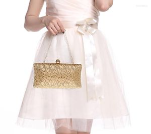 Evening Bags Royal Fashion Gold Women Bag Shoulder Bridal Wedding Clutch Handbag Party Purse Makeup R4016