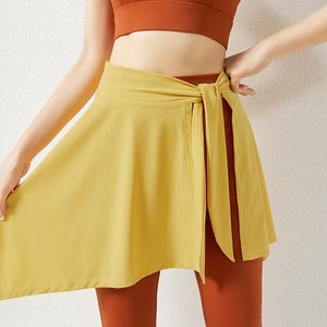 Skirts 2023 Quick Drying Hip Covering Skirt Fitness Dance Shawl Running Waist Multi-functional Women's Sports Yoga Yellow