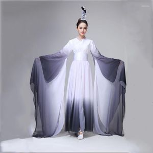 Stage Wear Chinese Folk Dance Costume Ancient Ink Style Female Classical Fan Clothes Traditional Yangko Oriental Dress