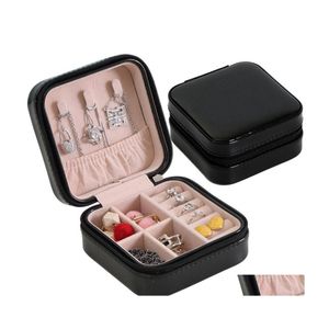 Jewelry Boxes Organizer Display Travel Packaging Case Portable Box Zipper Leather Storage Drop Delivery Otfha