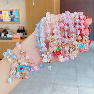 Strand Beaded Strands Cartoon Bead Butterfly Bransoletka dla dzieci dziewczyny zwierzęce owoce urocze szklane dzieci kobiety urodzinowe biżuteria gif