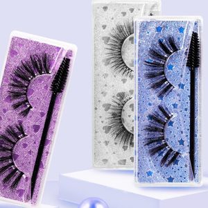 Falska ögonfransar Makeup 3D Mink Lashes Cruelty Free Natural Soft Eyelash Extension Long Cross Strip Comb Set