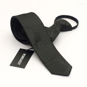 Bow Ties 2023 Brand Högkvalitativ herrklassisk 5 cm Slim dragkedja slips formell affär svart cashewnack för män med presentförpackning