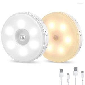 Night Lights LED Light With Motion Sensor USB Rechargeable 4Modes (Cold AUTO/ Warm AUTO/ON/Off) Two-Color Upgrade 2 Pack