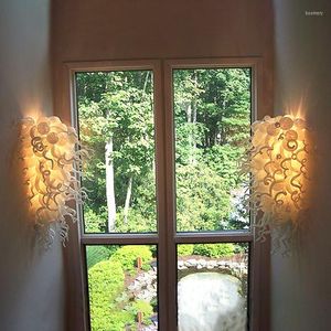 Duvar lambası ev dekorasyon çağdaş fuaye merdiveni el üflemeli cam ışık led beyaz renk 28 36 inç