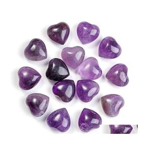 Konst och hantverk Naturliga kristallstenprydnader snidade 15x10mm hjärtchakra reiki Healing Quartz Mineral Tumbled Gemstones Hand Home Dhmlk