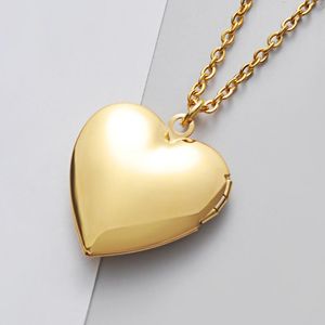 Chains 1Pcs Mirror Polish Stainless Steel Love Heart Po Frame Memory Locket Pendant Necklace For WomenChains