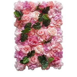 装飾的な花の花輪人工花の壁パネル16 x 24インチマットシルクローズバックドロップホームウェディングデコレーションデコレーション