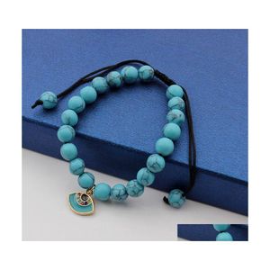 Charm Armbänder Modeschmuck Evil Eye Anhänger Türkis Perlen Armband Blaue Perlen Drop Lieferung Dhzge