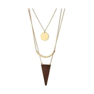 Pendant Necklaces Boho Arrivals Triangle Wooden Layers Femme Vintage Accessories Statement Drop Delivery Jewelry Pendants Dhgjd