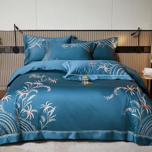 Bedding Sets Luxury Chinese Style Embroidery Egyptian Cotton Set Soft Silky Duvet Cover Flat Bed Sheet Or Fitted Pillowcase