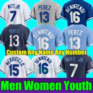 2023 S-4XL Custom Bobby Witt Jr. Trikot Patrick Mahomes George Brett Salvador Perez MJ Melendez Whit Merrifield Royals Andrew Benintendi Baseball Männer Frauen Jugend