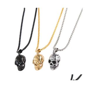 Pendant Necklaces Fashion Punk Goth Stainless Steel Necklace Skl Head For Men Accessories Gothic Jewelry With M Chain Drop Delivery P Ottbo