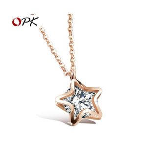 Pendanthalsband BG132 STAR DIAMOND NECKLACE KOREAN VERSION AV TITANIUM STEEL PLATED ROSE GOLD FEMpointed Female ClaVicle Chain JE DH7X9