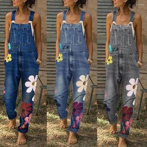 Kvinnors jeans kvinna hög midja byxor jumpsuits Lång sexig denim Bib Women's Fashion Rompers Womens Jean Overalls