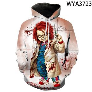 Felpe con cappuccio da uomo 2023 Fashion Chucky 3D Stampato Cool Uomo Donna Bambini Pullover Ragazzo Ragazza Bambini Felpa con cappuccio Jacke Mont22