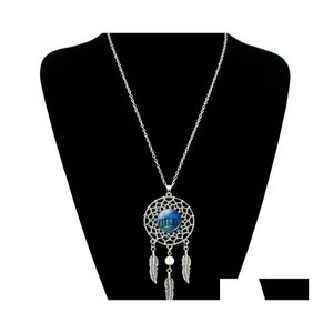 Pendant Necklaces Bohemian Ethnic Skeleton Feather Yoga Dreamcatcher Women Catholic Religious Jewelry Drop Delivery Pendants Otrgl