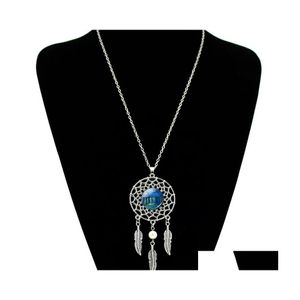 Colares pendentes Bohemian Ethnic Skeleton Feather Yoga Dreamcatcher Women Women Catholic Religious Jewelry entrega pingentes OTRGL