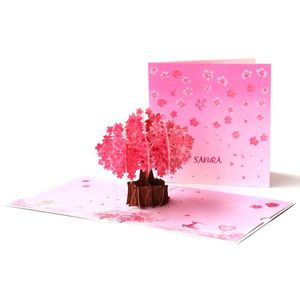 グリーティングカード3d -up sakura花バースデーカード記念日ギフトポストカードメープルチェリーツリーウェディング招待状