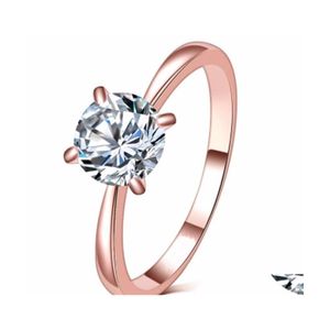 Pierścienie zespołowe 18K klasyczny 1,2ct Biała złoto Wyciągnięte duże CZ Diamond Top Design 4 Bridal Wedding Pierłod dla kobiet 878 Q2 Drop dostarczenie dhuyl