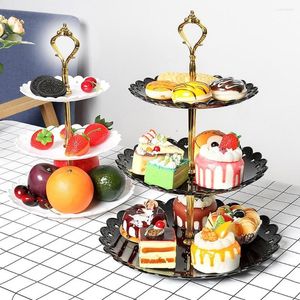 Plates Creative Three-layer Cake Stand Wedding Evening Party Dessert Fruit Display Tower Plate Home Platter Self-help Dining Tray