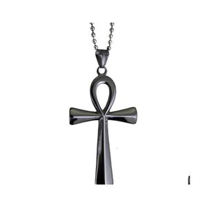 Hänge halsband Foreign Trade Fashion Accessories Simple Glossy Ancient Egypt Cross Titanium Steel Halsband Hängande ornament Stn8 Dhtgi