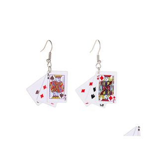 Charm Creative Poker Lighy Playing Cards Drop Brincos Fun￧￣o de festa engra￧ada para mulheres Entrega J￳ias Otszr