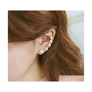 Ear Cuff Fashion Pearl Earrings Rhinestones Single For Women Pierced Clip Hanging Jewelry Drop Delivery Otlvg
