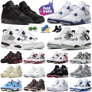 Jumpman 4 Basketball Shoes Men 4s Sneakers Military Black Cat Midnight Navy Seafoam Fire Red Thunder Sail White Oreo Bred Pine Green Men Women Outdoor Sports Trainers