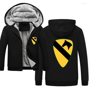 Herrtröjor 1st Cavalry Division First Team (United States Army) Classic Winter Men Fashion Liner Jacket Sweatshirts Coat