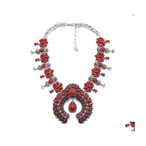Hänge halsband kvinnor smycken etnisk bohemia tribal turkosa blomma legering halsband stora chunky 6 färger 69 w2 droppleverans hänge dhfbi