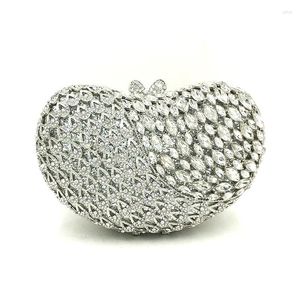 Kvällspåsar Kvinnor Party Bag Diamonds Clutches Luxury Accessories Bridal Wedding Heart Purses Crystal