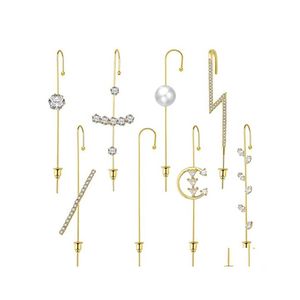 Diğer Düğün Piercing Küpe Set Moda Kişilik Tırmancıları Basit İnci Rhinestone Hook Küpe Takı Kadınlar için L944FA DHK58