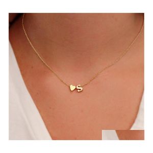 Anhänger Halsketten Mode Einfache Herz Anfangsbuchstaben Für Frauen Personalisierte 26 Alphabet Gold Silber Choker Halskette Mädchen Trendy Drop Otcho