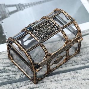 Storage Boxes Vintage Transparent Pirate Treasure Box Candy Trinket For Jewelry Crystal Gem Holder Organizer Earrings