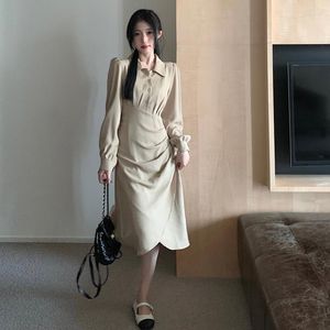 Casual Dresses Large Size Ladies Smoke Plait To Hide Belly Irregular Hepburn Wind Women Fall Fat Woman Dress